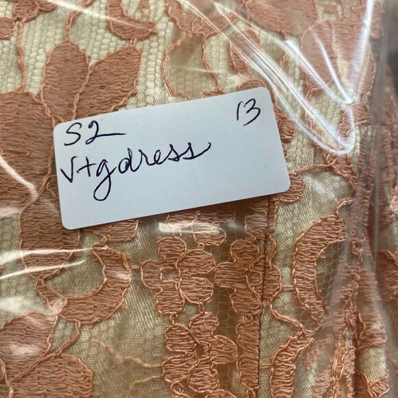 Vintage 50s Dress Womens Small Pink Satin & Lace Midi Wedding Cocktail 36x24x36 - Picture 14 of 14